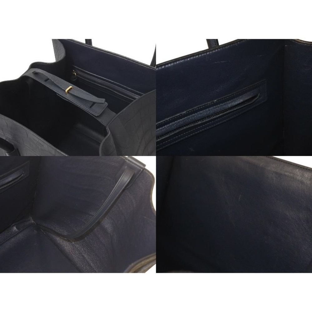 CELINE Luggage Phantom Square Handbag Crocodile Embossed Leather - Picture 7 of 8